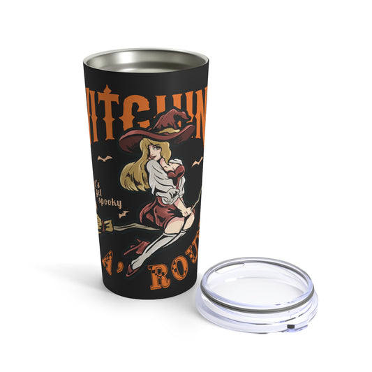 Witching A'Round 20oz Black Tumbler | Halloween Witch Design