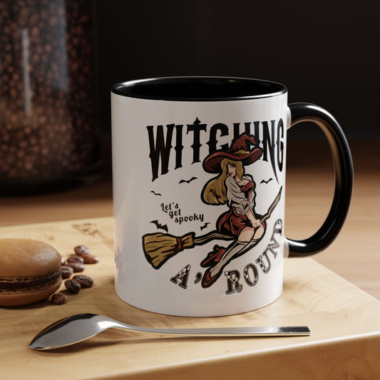 Witching A'Round Halloween Accent Mug | Witch Design Coffee Cup (11, 15oz)