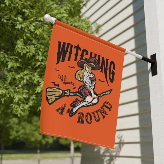 Orange Witching A'Round Halloween Banner | Outdoor Halloween Flag