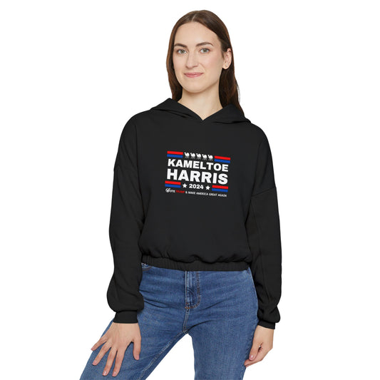 Kameltoe Harris 2024 - Vote Trump - Women's Bella+Canvas Cinched Bottom Hoodie