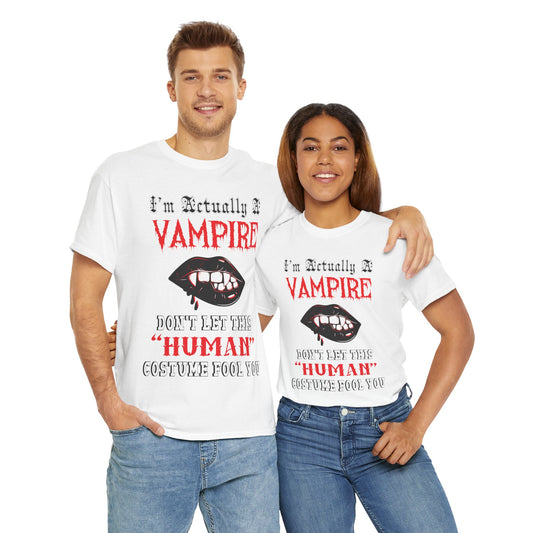 I'm Actually a Vampire Halloween Gildan T-Shirt | Funny Vampire Costume Tee