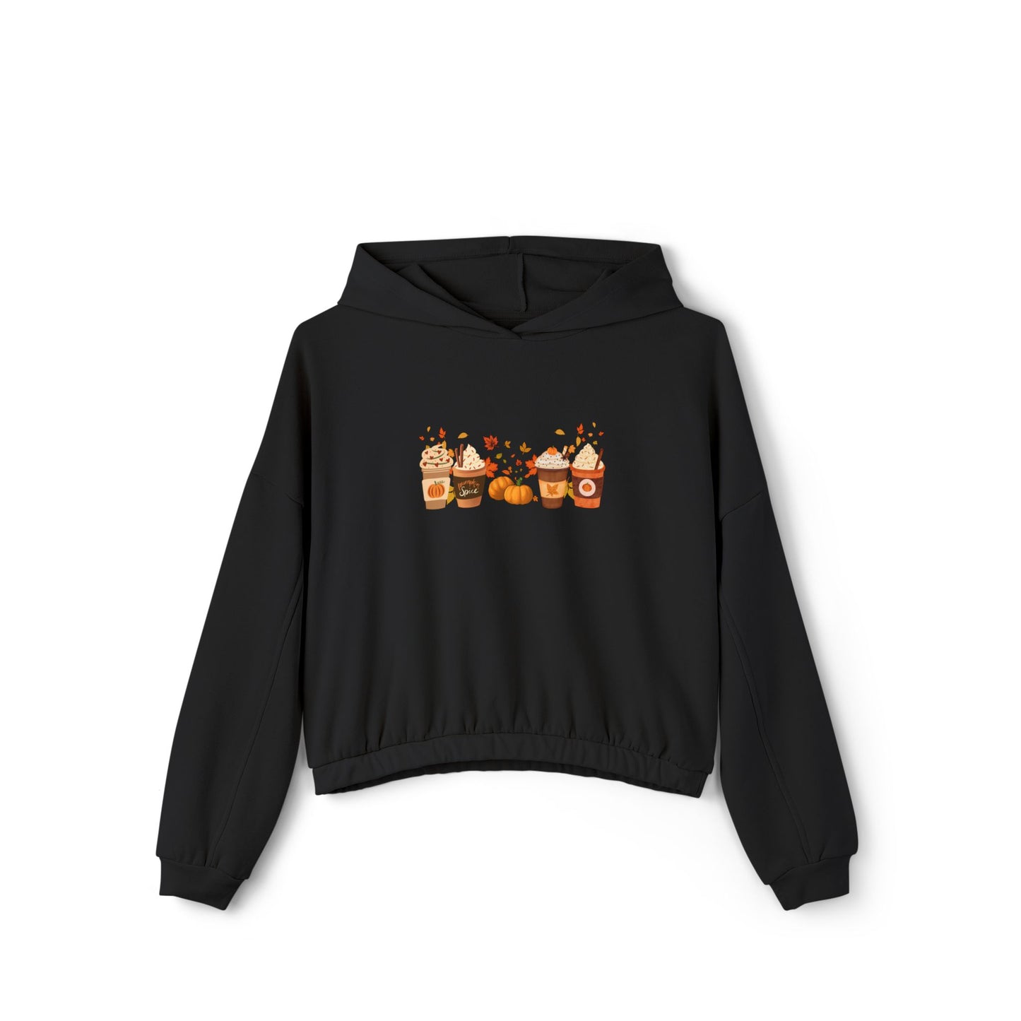 Fall Pumpkin Spice Latte Design Bella+Canvas Cinched Bottom Hoodie