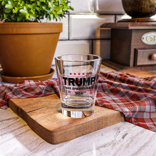 Trump Take America Back 1.5oz Custom Shot Glass | Patriotic Drinkware