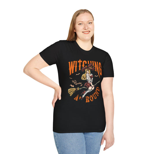 Witching Around Halloween Gildan Softstyle T-shirt | Witch Graphic Tee