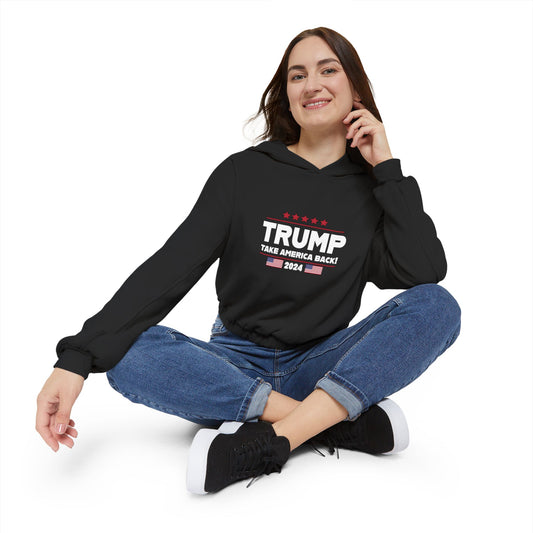 Trump Take America Back Women's Black Cinched Bottom Hoodie