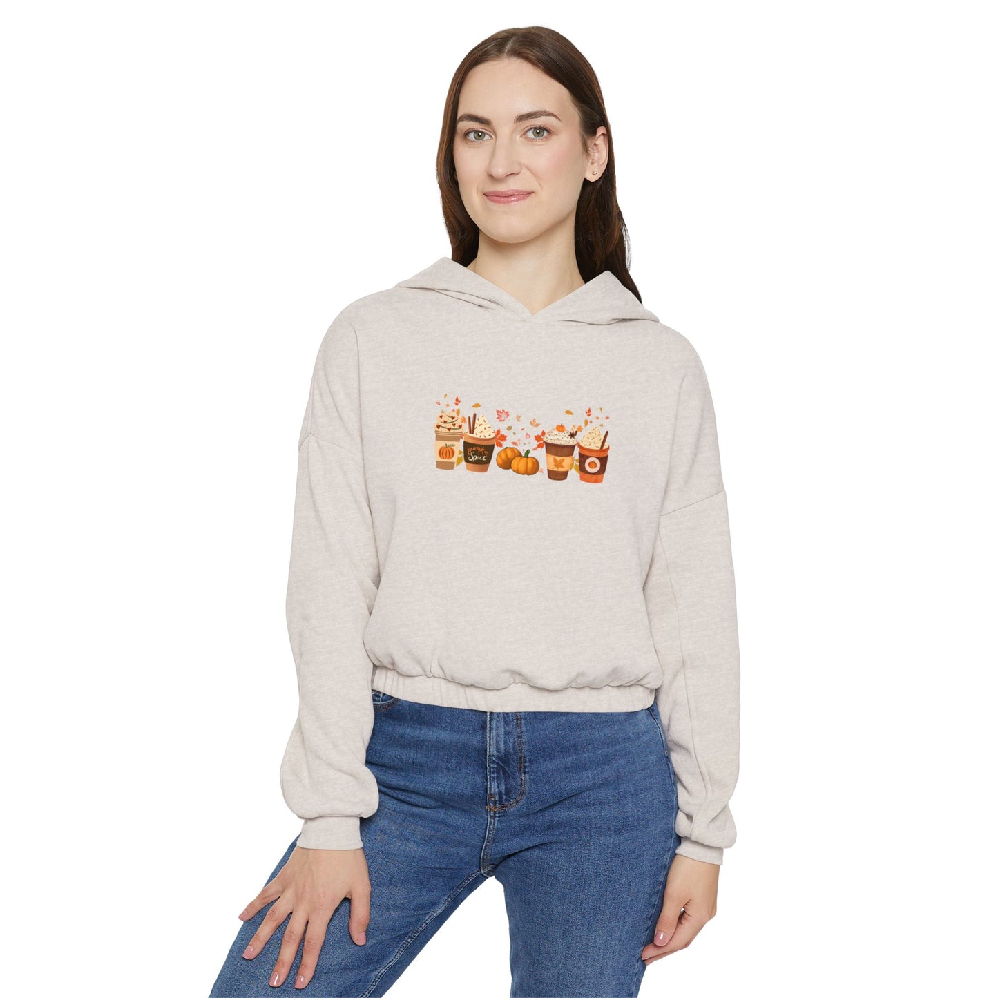 Fall Pumpkin Spice Latte Design Bella+Canvas Cinched Bottom Hoodie