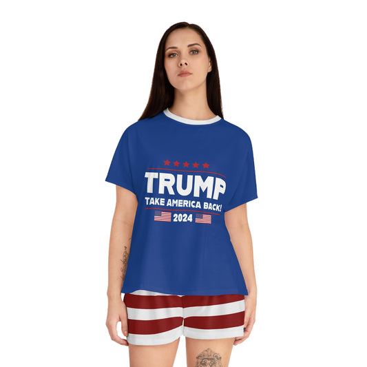 Trump 2024 Women's Pajama Set – Patriotic "Take America Back" Design