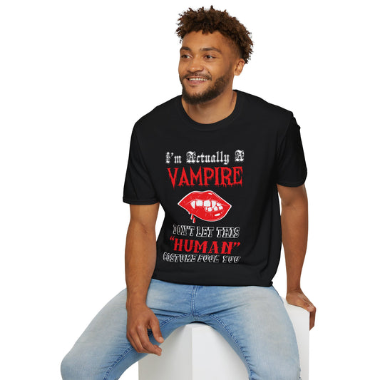 I'm Actually a Vampire Halloween Softstyle T-Shirt | Funny Vampire Costume Tee