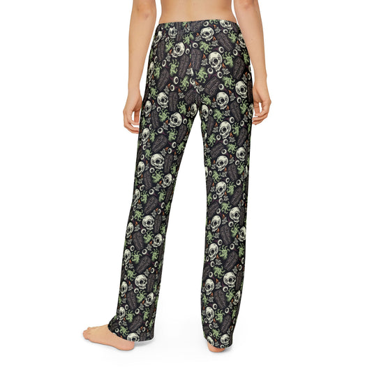 Creepy Halloween Kids Pajama Pants Featuring Skulls & Eyeballs