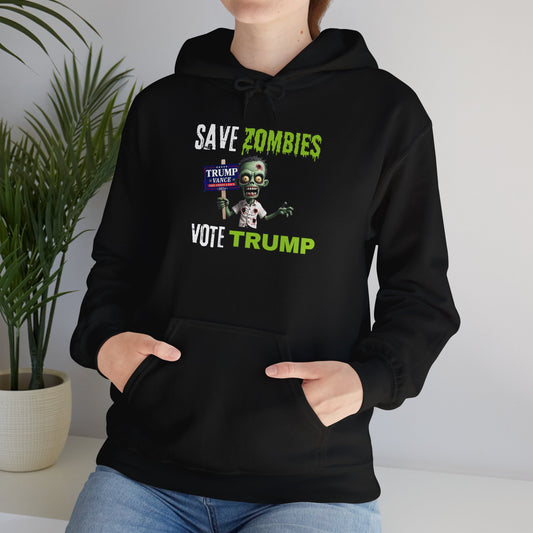 Save Zombies, Vote Trump – Halloween & Election Crossover Gildan Hoodie