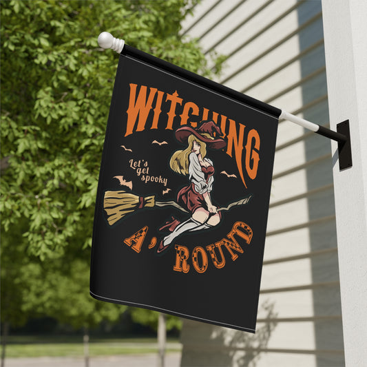 Black Witching A'Round Halloween Banner | Outdoor Halloween Flag