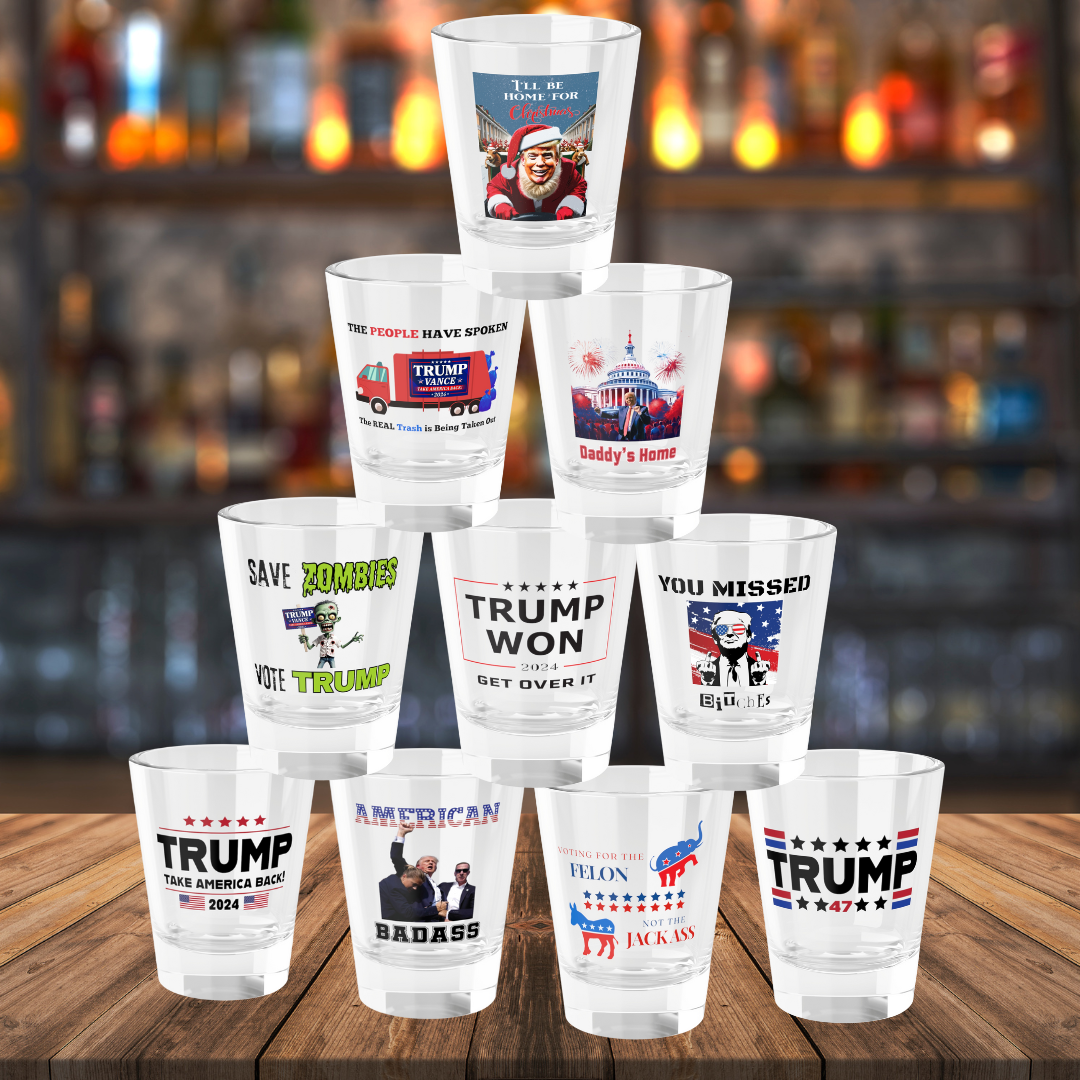 Limited Edition Trump 2024 Election Shot Glass Bundle | Set of 10 Collectible Designs