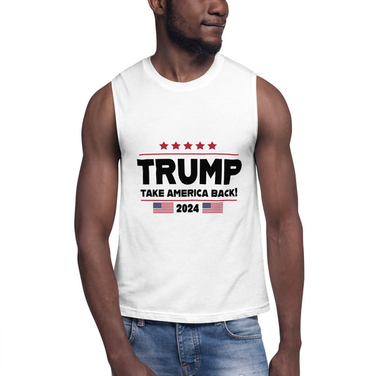 Trump Take America Back White Bella+Canvas Muscle Shirt