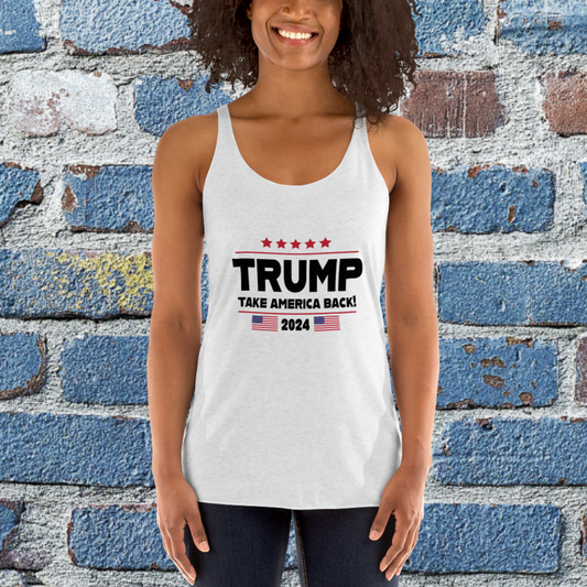 Trump Take America Back Women's White Racerback Tank