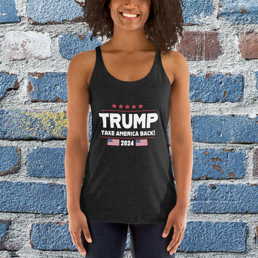 Trump Take America Back Women's Dark Racerback Tank